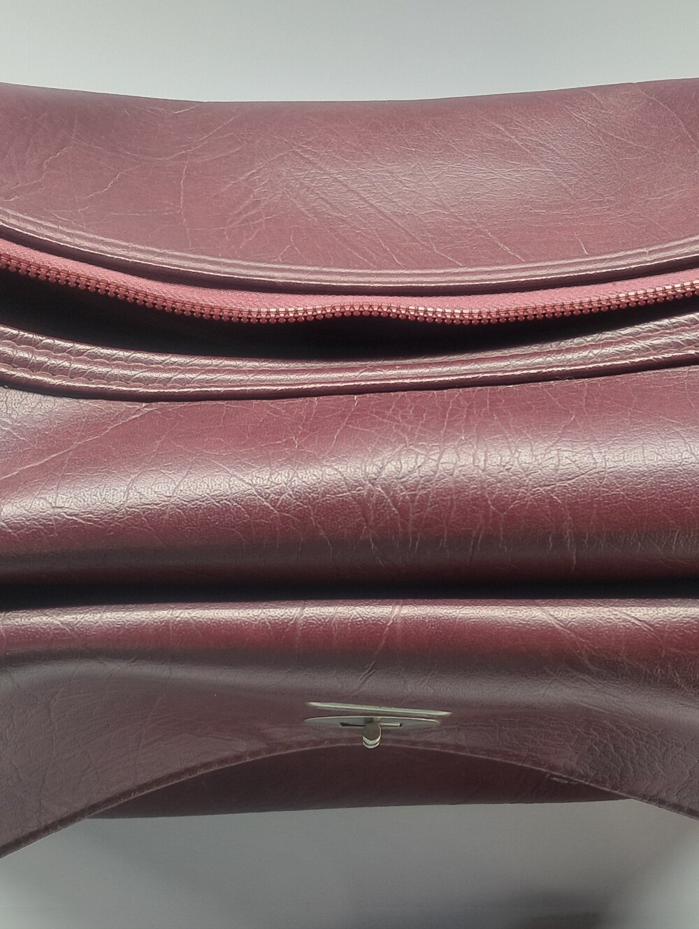 Vintage 1980s Samsonite Burgundy Leather Briefcase Flapover Attache Mexico - Picture 4 of 16